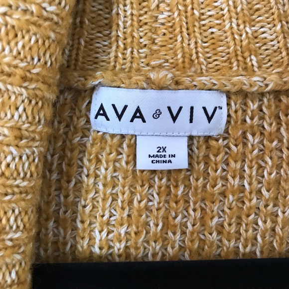 Ava & Viv 2X mustard marled cardigan sweater - Picture 3 of 5